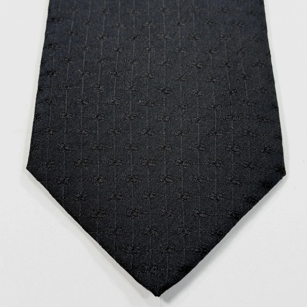 NWT‎ Escada Mens Black Textured Silk Jacquard Necktie Made in Italy TF807 NWT